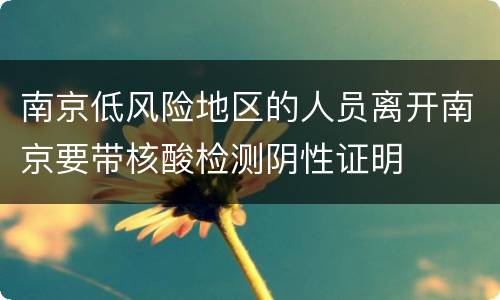 南京低风险地区的人员离开南京要带核酸检测阴性证明