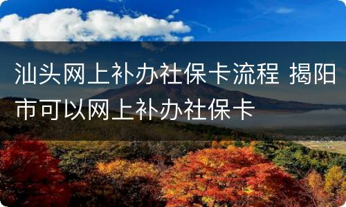 汕头网上补办社保卡流程 揭阳市可以网上补办社保卡