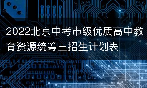 2022北京中考市级优质高中教育资源统筹三招生计划表
