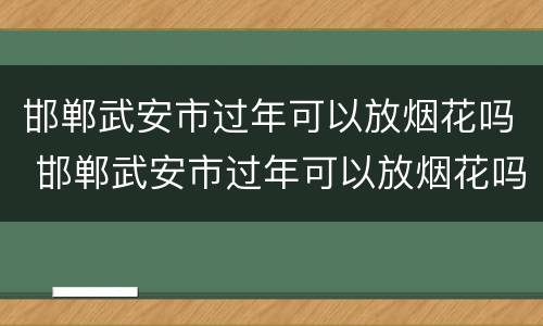 邯郸武安市过年可以放烟花吗 邯郸武安市过年可以放烟花吗