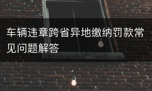 车辆违章跨省异地缴纳罚款常见问题解答