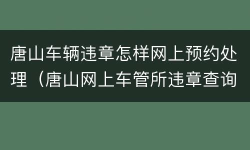 唐山车辆违章怎样网上预约处理（唐山网上车管所违章查询）