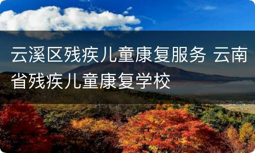 云溪区残疾儿童康复服务 云南省残疾儿童康复学校