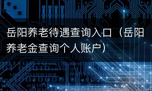 岳阳养老待遇查询入口（岳阳养老金查询个人账户）