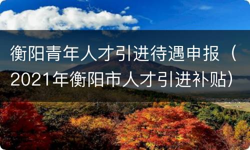 衡阳青年人才引进待遇申报（2021年衡阳市人才引进补贴）