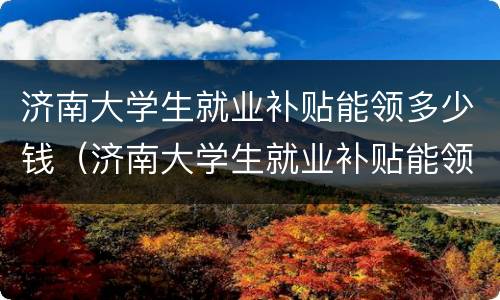 济南大学生就业补贴能领多少钱（济南大学生就业补贴能领多少钱一年）