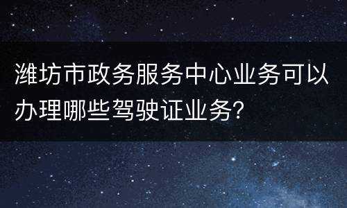 潍坊市政务服务中心业务可以办理哪些驾驶证业务？