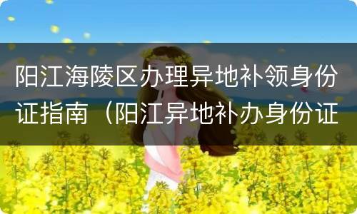 阳江海陵区办理异地补领身份证指南（阳江异地补办身份证在哪里）