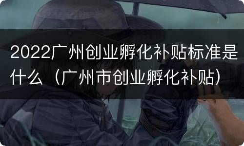 2022广州创业孵化补贴标准是什么（广州市创业孵化补贴）