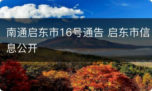 南通启东市16号通告 启东市信息公开