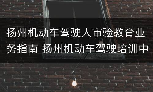 扬州机动车驾驶人审验教育业务指南 扬州机动车驾驶培训中心官方网站