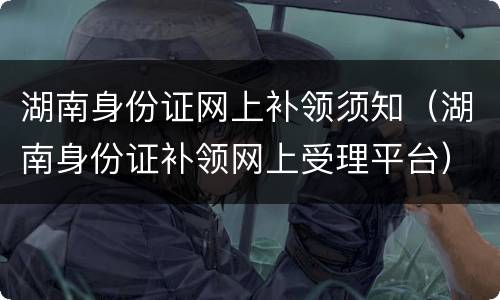 湖南身份证网上补领须知（湖南身份证补领网上受理平台）