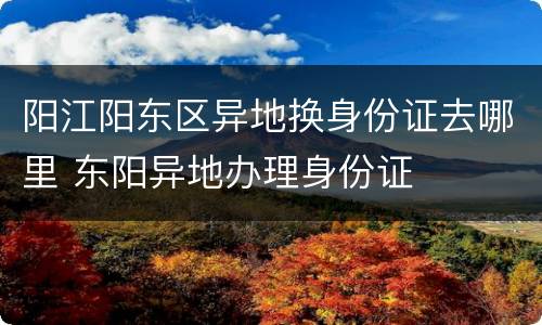 阳江阳东区异地换身份证去哪里 东阳异地办理身份证