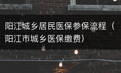 阳江城乡居民医保参保流程（阳江市城乡医保缴费）