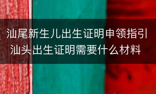 汕尾新生儿出生证明申领指引 汕头出生证明需要什么材料