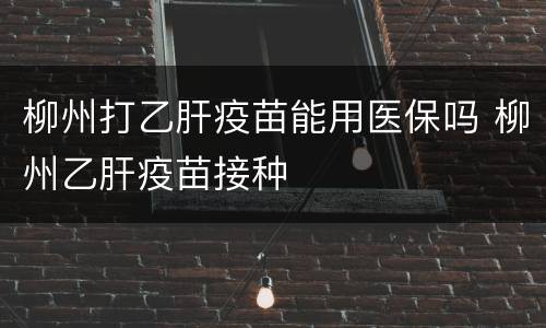 柳州打乙肝疫苗能用医保吗 柳州乙肝疫苗接种