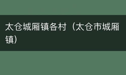 太仓城厢镇各村（太仓市城厢镇）