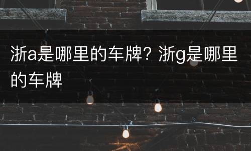 浙a是哪里的车牌? 浙g是哪里的车牌