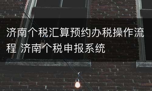 济南个税汇算预约办税操作流程 济南个税申报系统