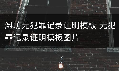 潍坊无犯罪记录证明模板 无犯罪记录证明模板图片