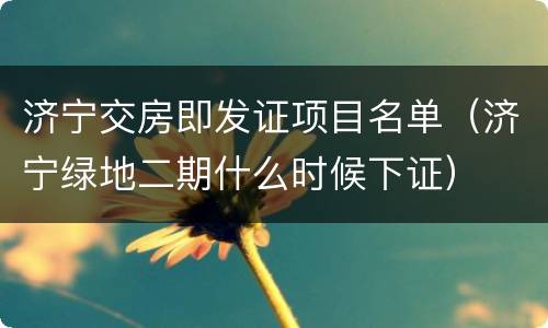 济宁交房即发证项目名单（济宁绿地二期什么时候下证）