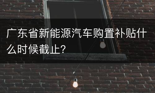 广东省新能源汽车购置补贴什么时候截止？