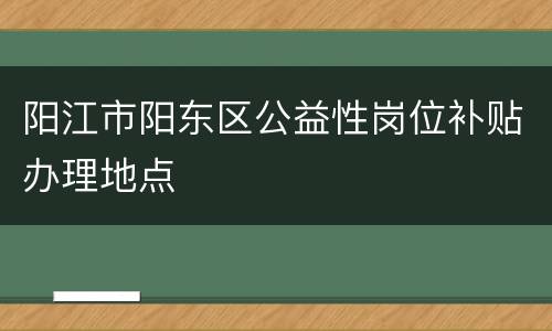 阳江市阳东区公益性岗位补贴办理地点