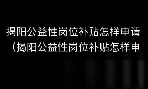 揭阳公益性岗位补贴怎样申请（揭阳公益性岗位补贴怎样申请领取）