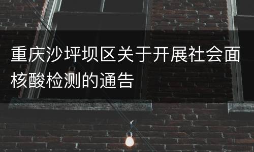 重庆沙坪坝区关于开展社会面核酸检测的通告