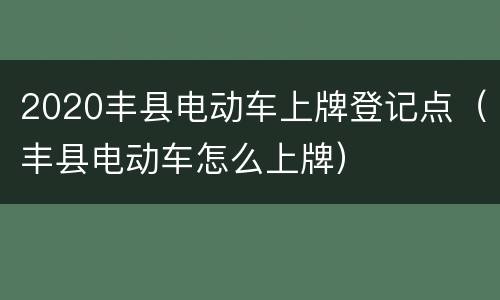 2020丰县电动车上牌登记点（丰县电动车怎么上牌）