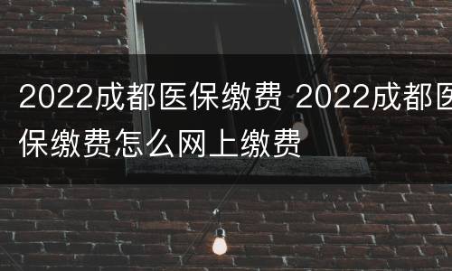 2022成都医保缴费 2022成都医保缴费怎么网上缴费