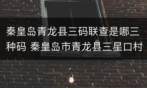 秦皇岛青龙县三码联查是哪三种码 秦皇岛市青龙县三星口村疫情