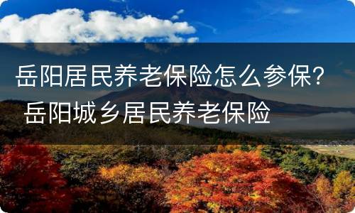 岳阳居民养老保险怎么参保？ 岳阳城乡居民养老保险