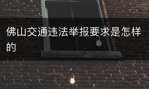佛山交通违法举报要求是怎样的