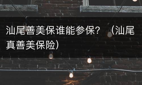 汕尾善美保谁能参保？（汕尾真善美保险）