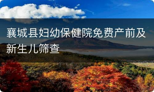 襄城县妇幼保健院免费产前及新生儿筛查