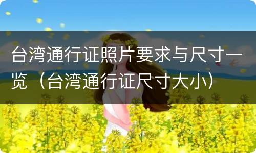 台湾通行证照片要求与尺寸一览（台湾通行证尺寸大小）
