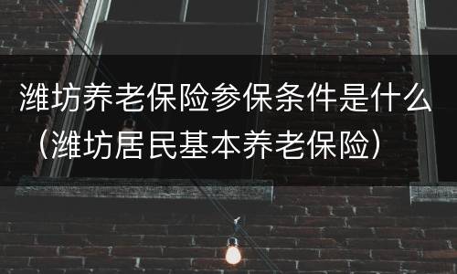 潍坊养老保险参保条件是什么（潍坊居民基本养老保险）