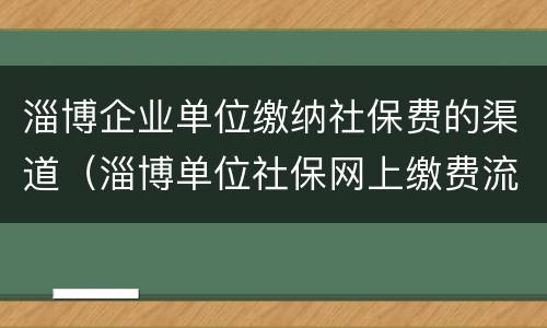 淄博企业单位缴纳社保费的渠道（淄博单位社保网上缴费流程）