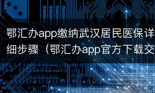 鄂汇办app缴纳武汉居民医保详细步骤（鄂汇办app官方下载交医保）