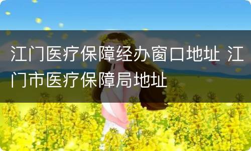 江门医疗保障经办窗口地址 江门市医疗保障局地址