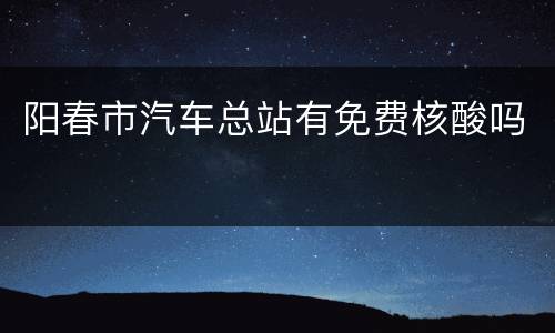 阳春市汽车总站有免费核酸吗