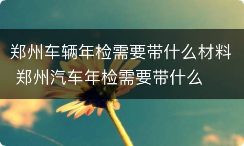郑州车辆年检需要带什么材料 郑州汽车年检需要带什么