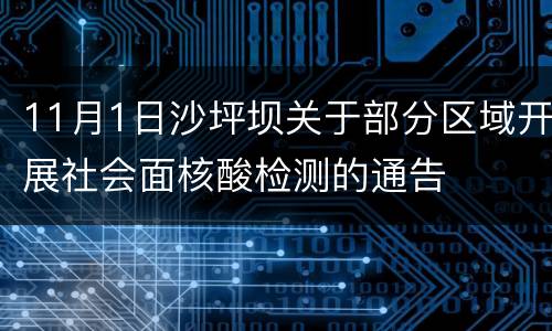 11月1日沙坪坝关于部分区域开展社会面核酸检测的通告