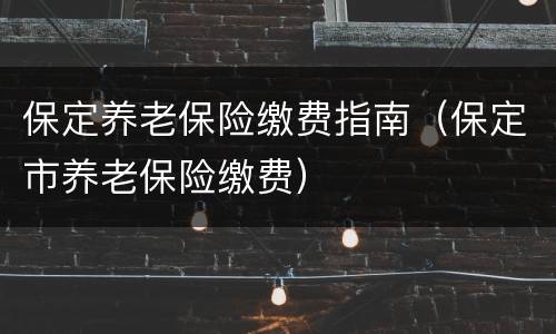 保定养老保险缴费指南（保定市养老保险缴费）