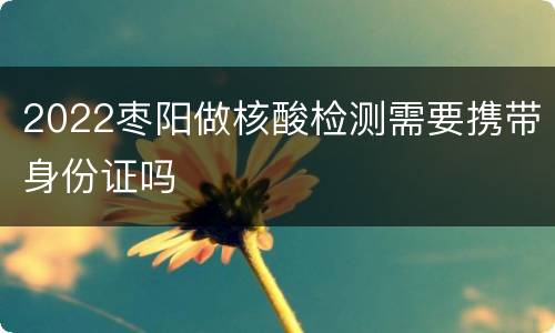 2022枣阳做核酸检测需要携带身份证吗
