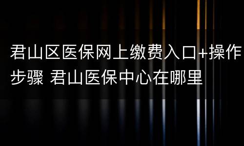 君山区医保网上缴费入口+操作步骤 君山医保中心在哪里