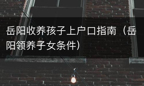 岳阳收养孩子上户口指南（岳阳领养子女条件）