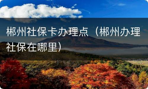 郴州社保卡办理点（郴州办理社保在哪里）