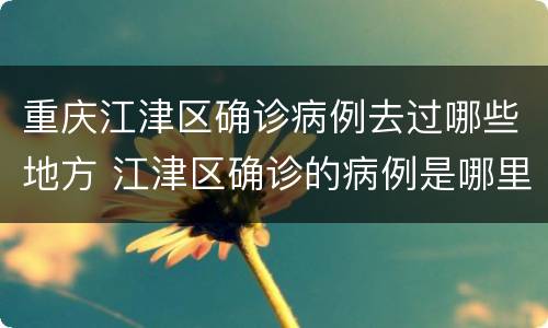 重庆江津区确诊病例去过哪些地方 江津区确诊的病例是哪里的